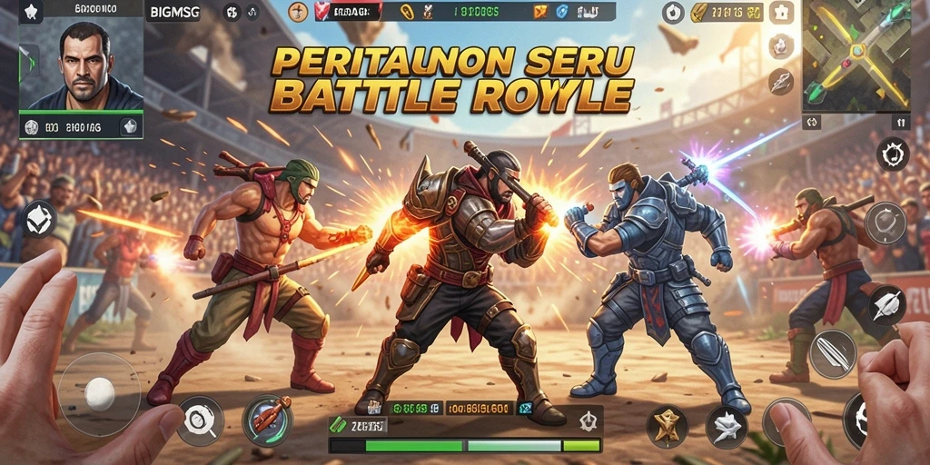 Tampilan seru gameplay BIGMSG di arena Battle Royale.