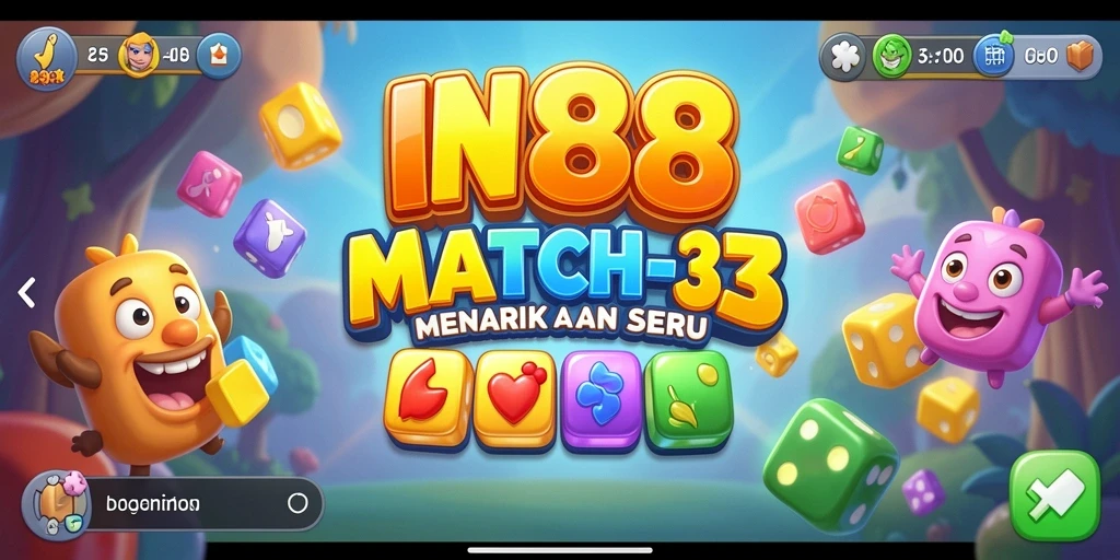 Tampilan penuh warna gameplay Match-3 di IN88.