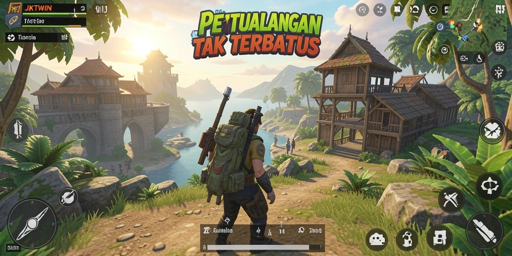 Tangkapan layar menampilkan dunia terbuka yang luas dengan aktivitas seru.