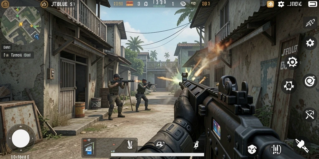 Gameplay seru JTBLUE dengan aksi menembak yang mendebarkan.