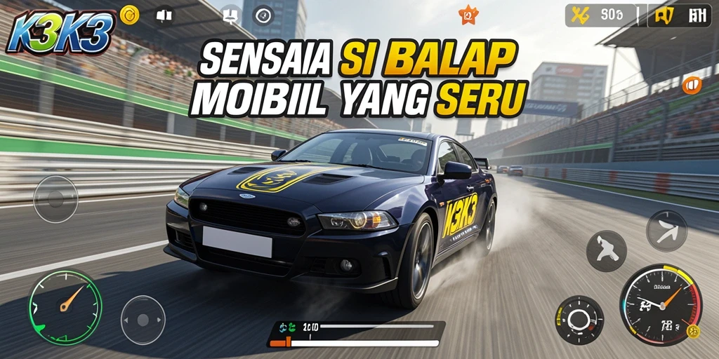 Tampilan seru dalam game balap K3K3 dengan grafik memukau.