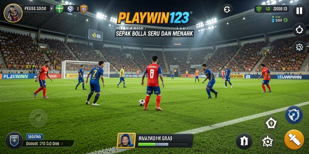 Tampilan gameplay seru dalam permainan sepak bola PLAYWIN123.