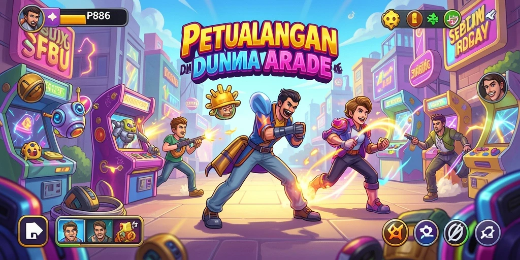 Tangkapan layar utama RP886 menunjukkan aksi gameplay menarik dalam dunia arcade.