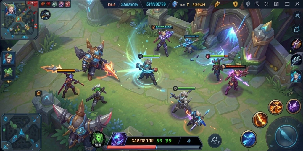 Tampilan gameplay seru dari SPINBET99 dalam pertarungan tim.
