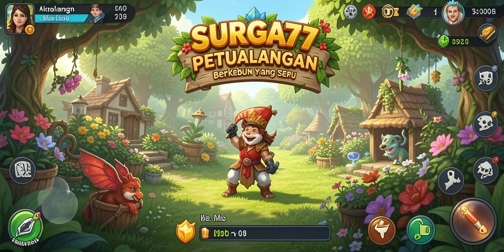 Screenshot utama SURGA77 menampilkan gameplay berkebun yang menarik.