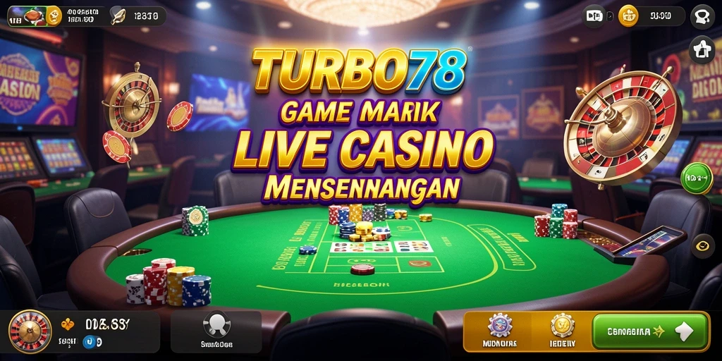 Screenshot TURBO78 menampilkan dealer langsung dan suasana kasino yang mendebarkan.